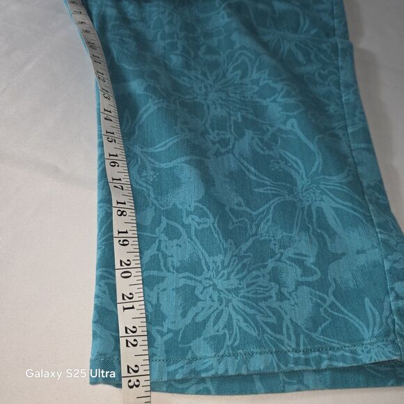 Womens Pants Capri Stretch Floral Tropical Ruby Rd Plus Size 20W Teal - Picture 4 of 8